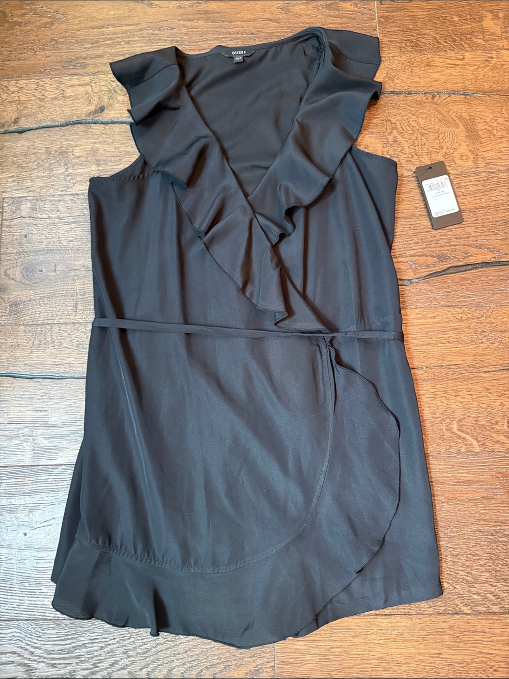 NWT Guess Jet Black Ruffle Wrap Romper